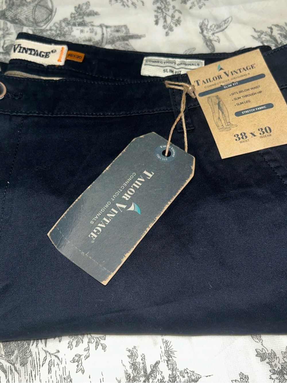 Tailor Vintage Navy Slim Fit Pants with Branded Tag